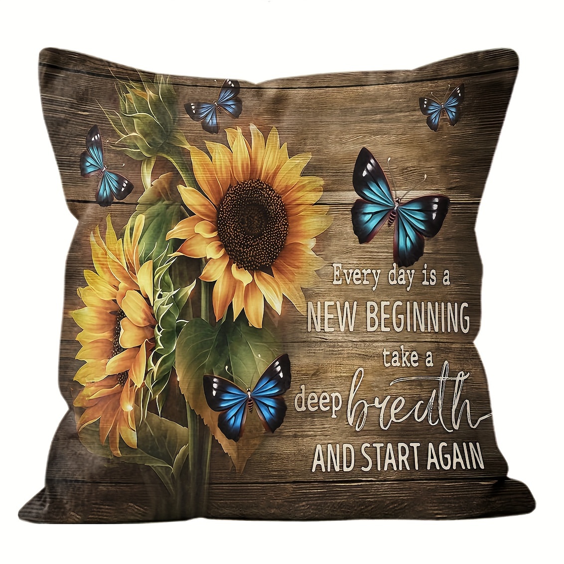 

1pc, Sunflower Square Vintage Polyester Cushion Cover, Retro Throw Pillow Cover, Bedroom Accessories, Sofa Cushion Cover, Living Room Throw Pillow Cover (no Pillow Core)