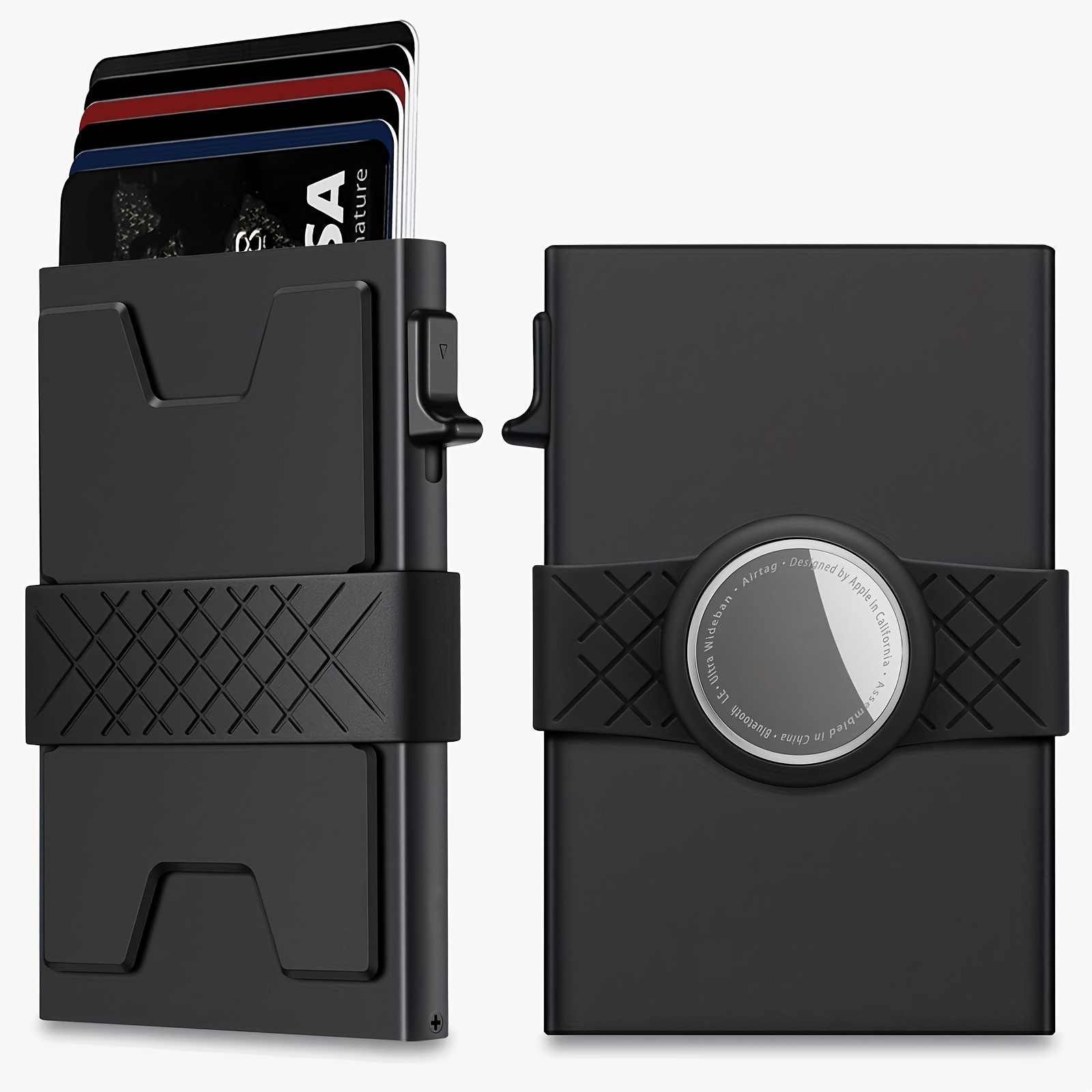 Metal Wallet With Holder For Airtag Tracker Aluminum Alloy - Temu