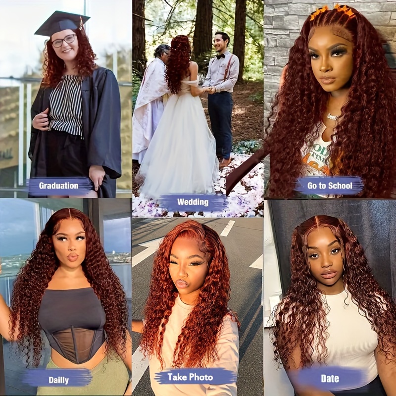 Reddish Brown Deep Wave Lace Front Wigs Human Hair 13x4 Hd Temu