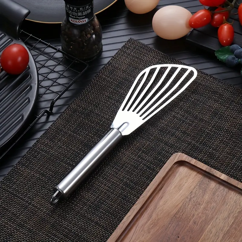 1pc, Slotted Cooking Turner, Slotted Turner, Stainless Steel Slotted  Turner, Reusable Fish Spatula, Kitchen Steak Spatula For Cooking Flipping  Frying
