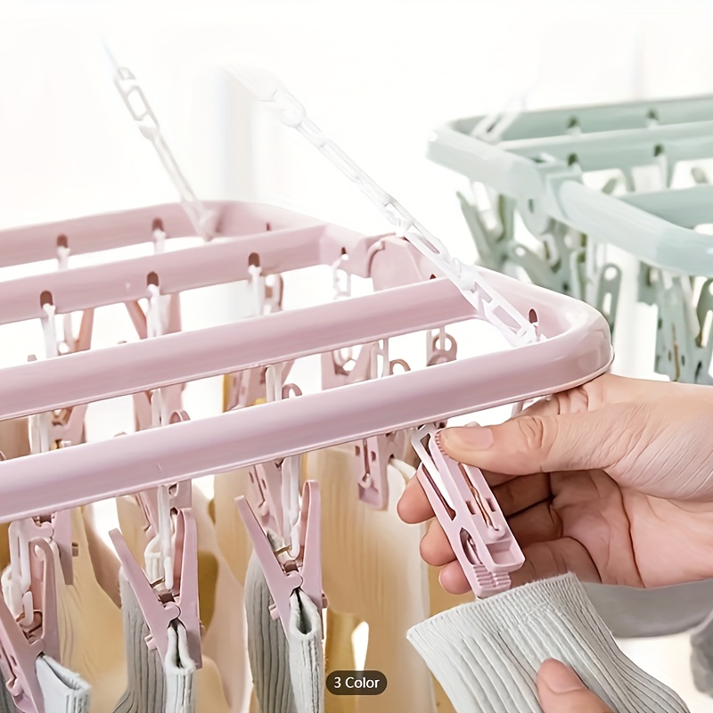 Windproof Clothes Drying Rack With Multi Clips Space Saving - Temu