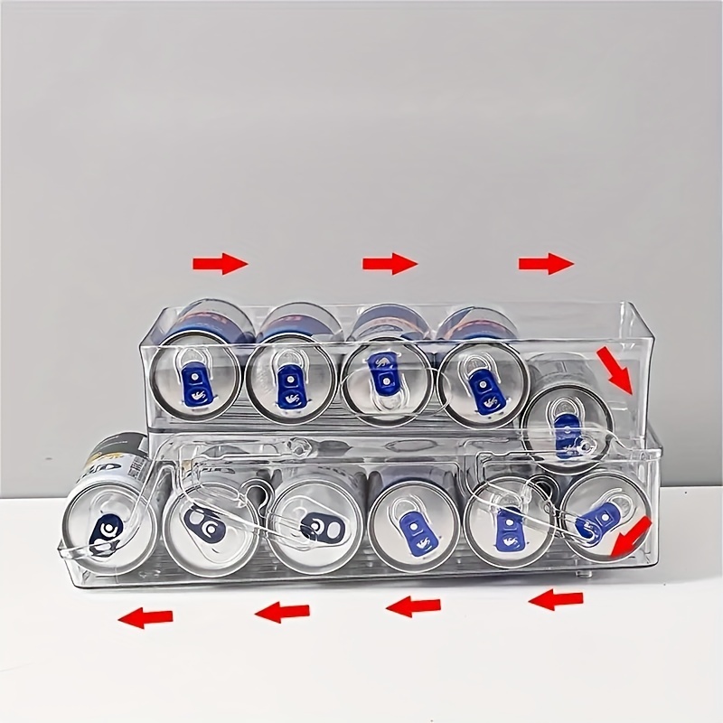 Organizador plegable de latas de refrescos para refrigerador, dispensador  de latas de bebidas para refrigerador, contenedor de plástico transparente