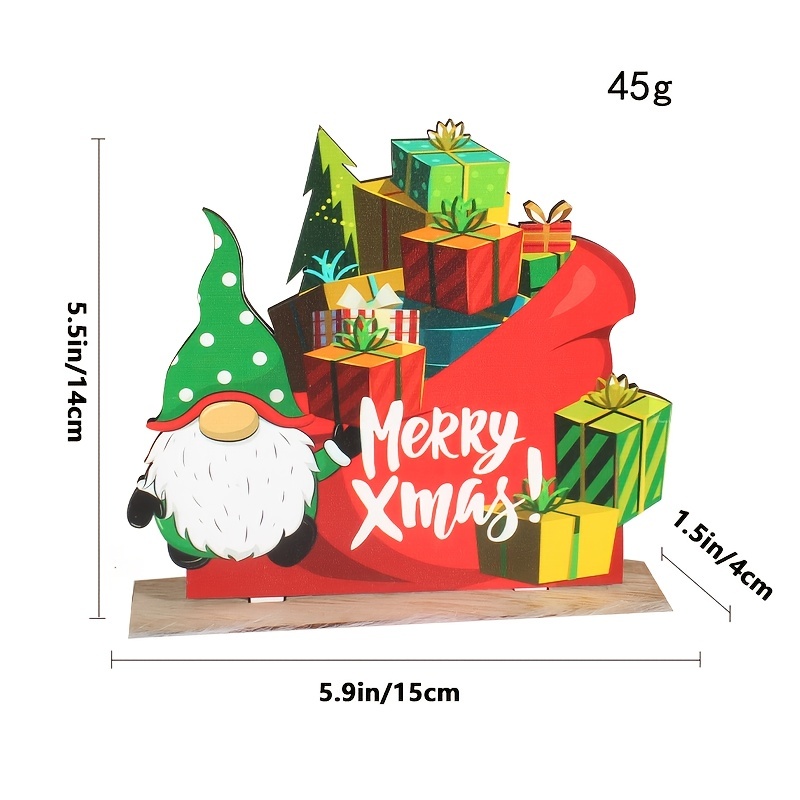 Wooden Christmas Winter Red Santa Claus And Christmas Tree - Temu