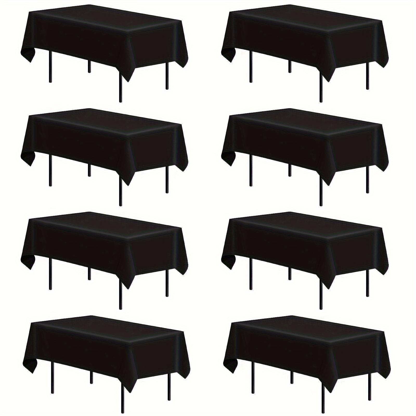 

8pcs, Black Tablecloth, Rectangle Table Cloth, Stain And Wrinkle Resistant Washable Polyester Table Cover For Dining Table, Wedding, Buffet Parties And Camping Decor