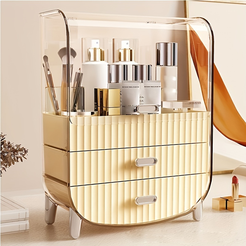 Light Luxury Cosmetic Storage Box Dustproof Covered Desktop - Temu