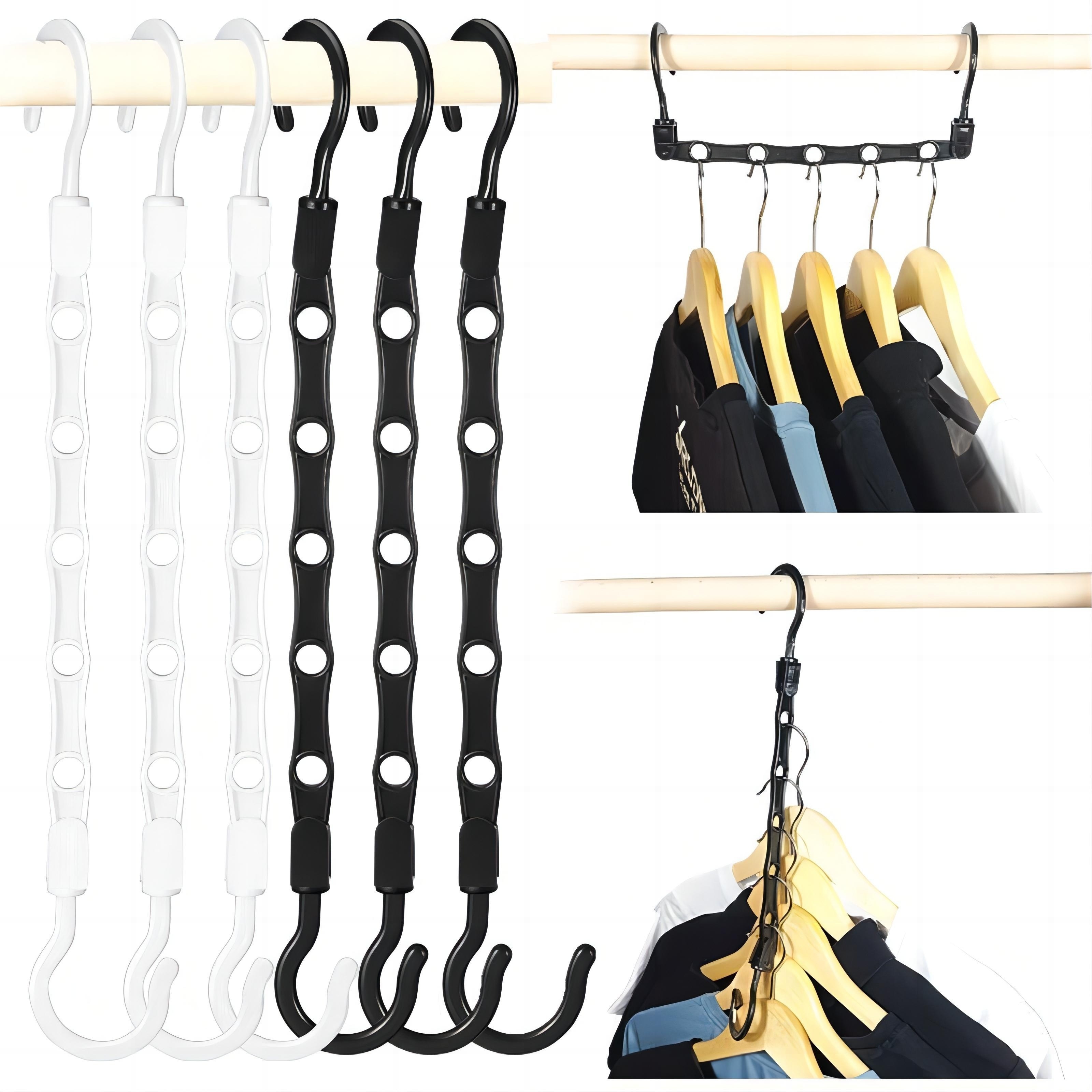 HOUSE DAY Closet Organizers and Storage, Magic Hangers Space Saving Clothes  Hangers, Smart Space Saver Sturdy Plastic Hangers with 5 Holes for Heavy  Clothes, College Dorm Room Essentials 1 Pack Black