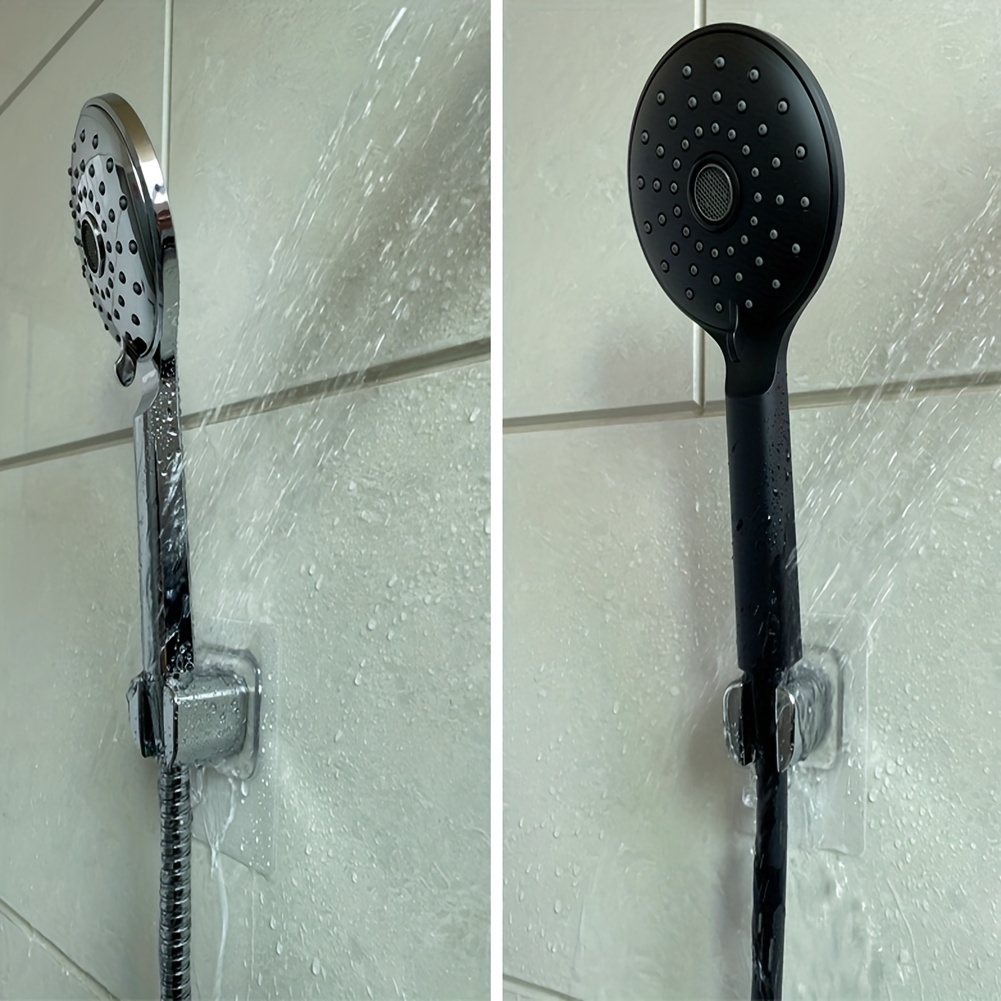 Soporte para cabezal de ducha, adhesivo fuerte, ajustable, de mano, soporte  para vara de ducha, sin taladrar, soporte de montaje en pared (plateado)