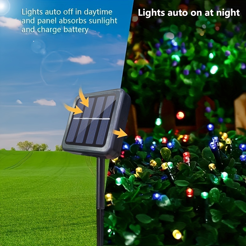  Sukesou Tira de luces solares de Navidad, 200 luces LED de 72  pies, impermeables, 8 modos, funciona con energía solar para jardín, valla,  boda, fiesta, patio, decoración de patio trasero (blanco 