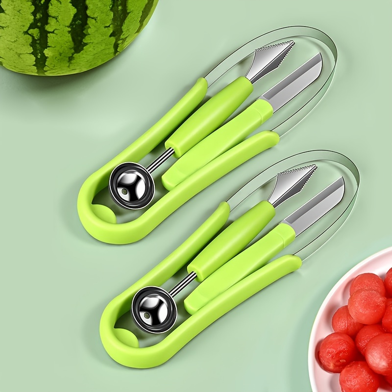  Wemaker 3 Pieces Melon Baller Scoop Set with Cutters Shapes Set,  3 in 1 Stainless Steel Fruit Scooper Fruit Carving Tools Set Watermelon  Slicer for Ice Cream Vegetable Cantaloupe Melon 1