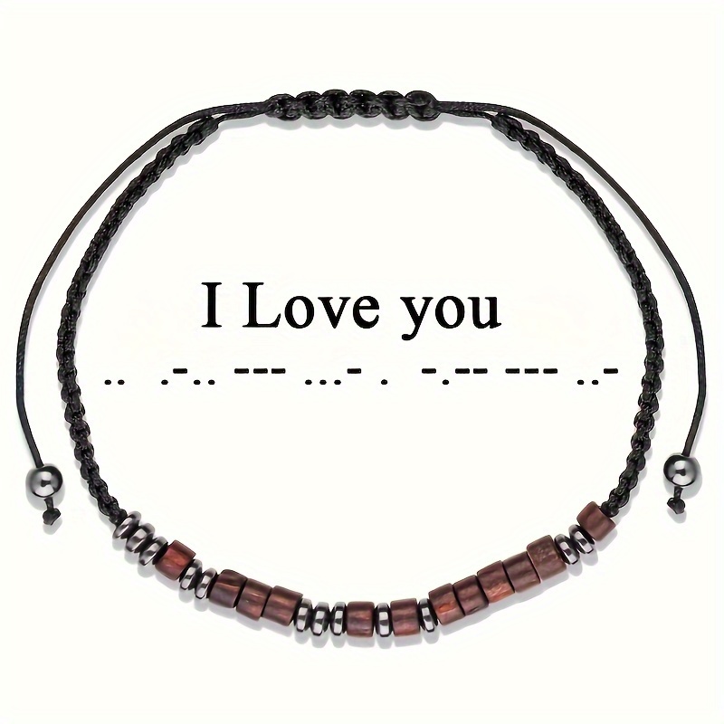 To My Son I Love You Morse Code Braceletobsidian Beads 