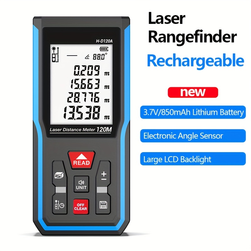 Télémètre Laser Numérique 50 m Mètre laser Mesure Longueur Zone Volume  Pythagore