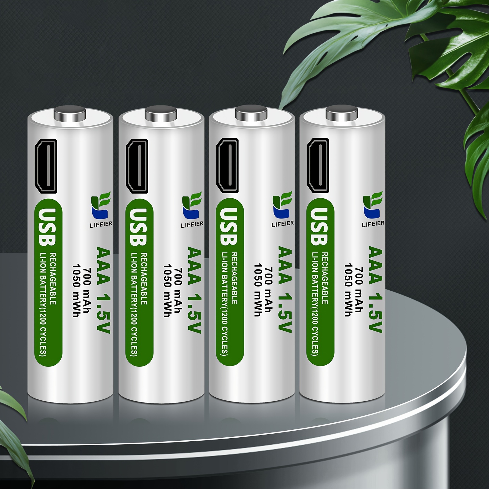 

4pcs Aaa Lithium Ion Rechargeable Battery 700mah Aaa Rechargeable Batteries High Capacity 1.5v 1h Fast Charge, 1200 Cycle With Micro Usb Port Cable, Constant Output