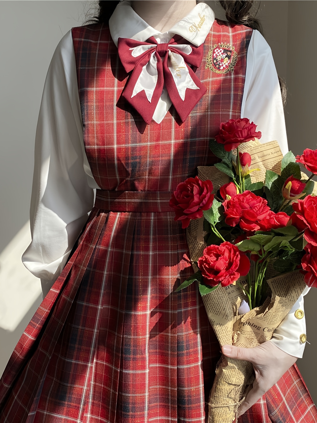 MLLM Japanese Anime Cosplay Costume,Jk Uniform Pure Plaid Pleated Skirt  Student School Uniform Japanese College Style Suit,Short Sleeve Suit (40) +  Bow Tie,XXS Weight 30-35kg : Amazon.co.uk: Fashion
