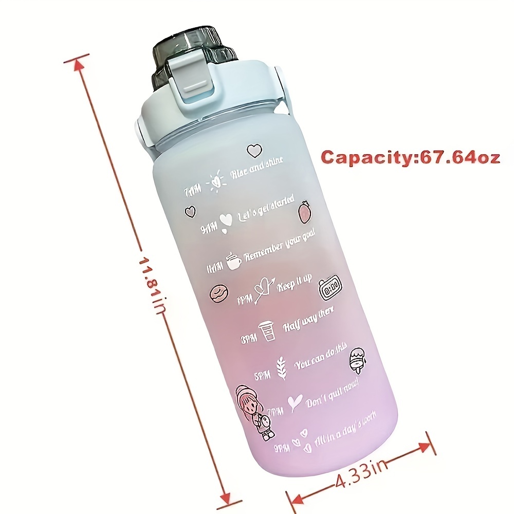 Botella deportiva de fitness 2L con recordatorio de escala de gran