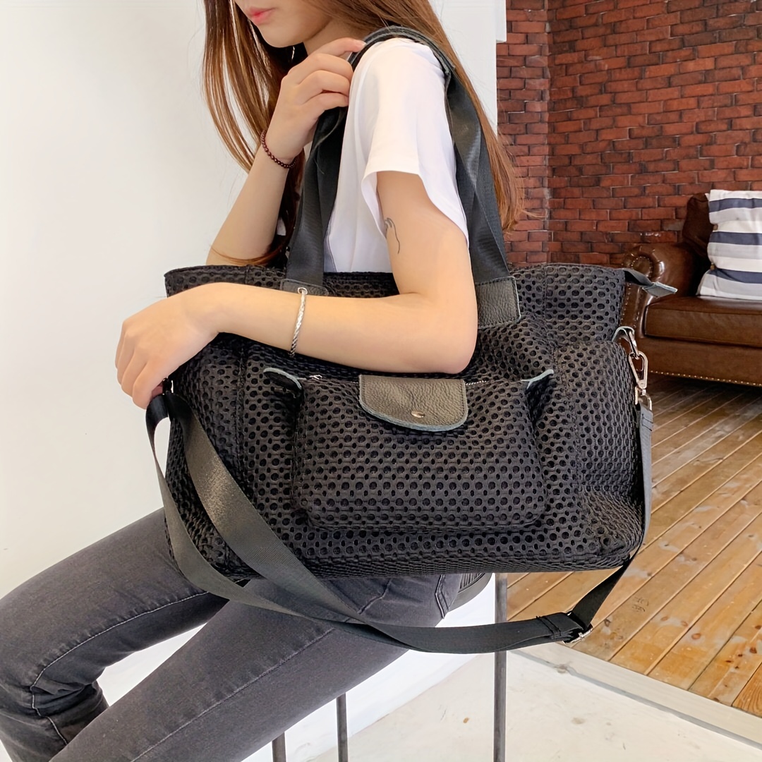 1pc mesh tote bag for women large capacity shoulder bag casual mom bag for going out travel details 2