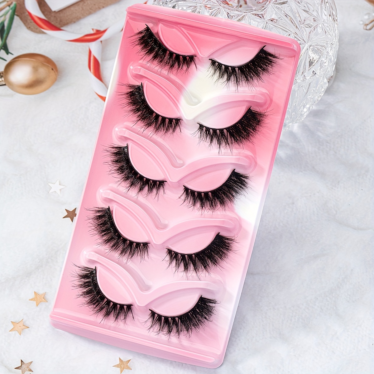 Fluffy Cat Eye Lashes 5 Pairs Wispy Faux Mink Eyelashes