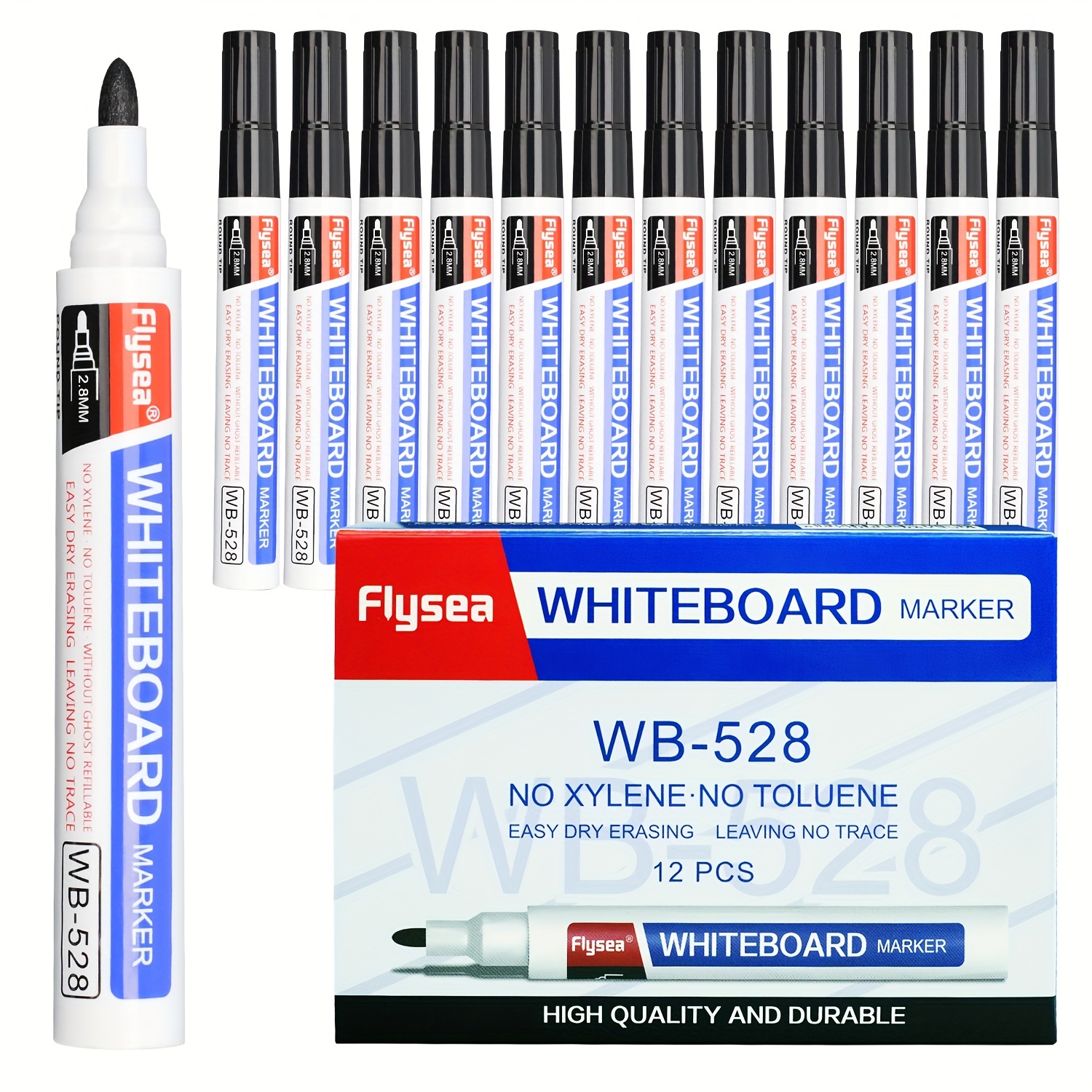 AIHAO Dry Erase Markers, Assorted Colors, Chisel Tip, Pack of 12,  Whiteboard Marker for School, Office, Home