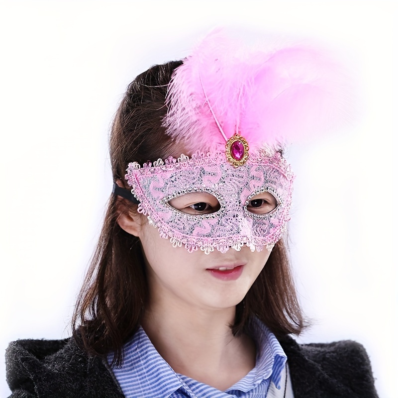 Máscara de fiesta para mujer, máscara de lujo de plumas de pavo