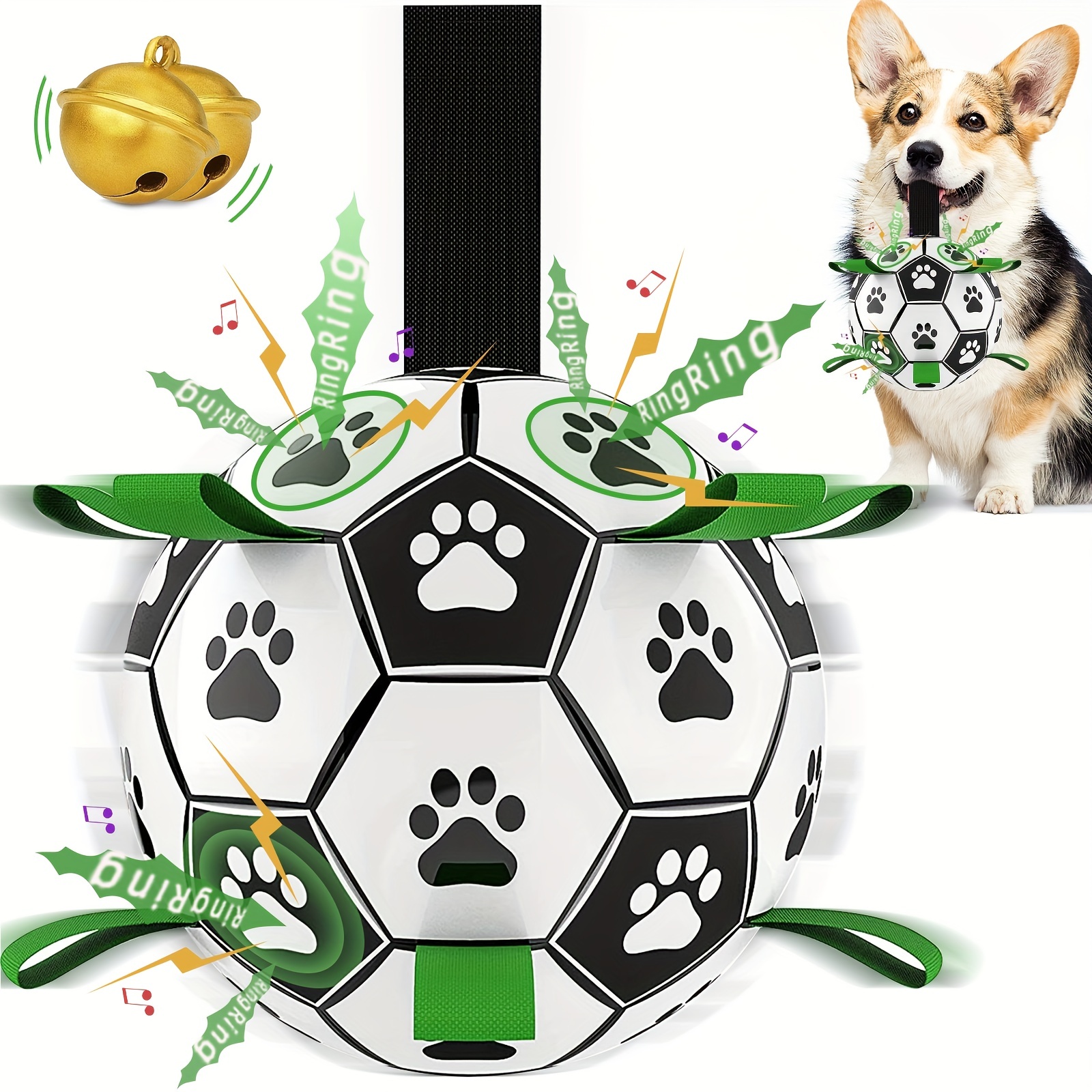 

1pc Durable Football Design Pet Toy With Straps Dog Chewing Ball Toy For Training Playing Teeth Cleaning, Interactive Fetch Pet Toy For Small Medium Large Dogs