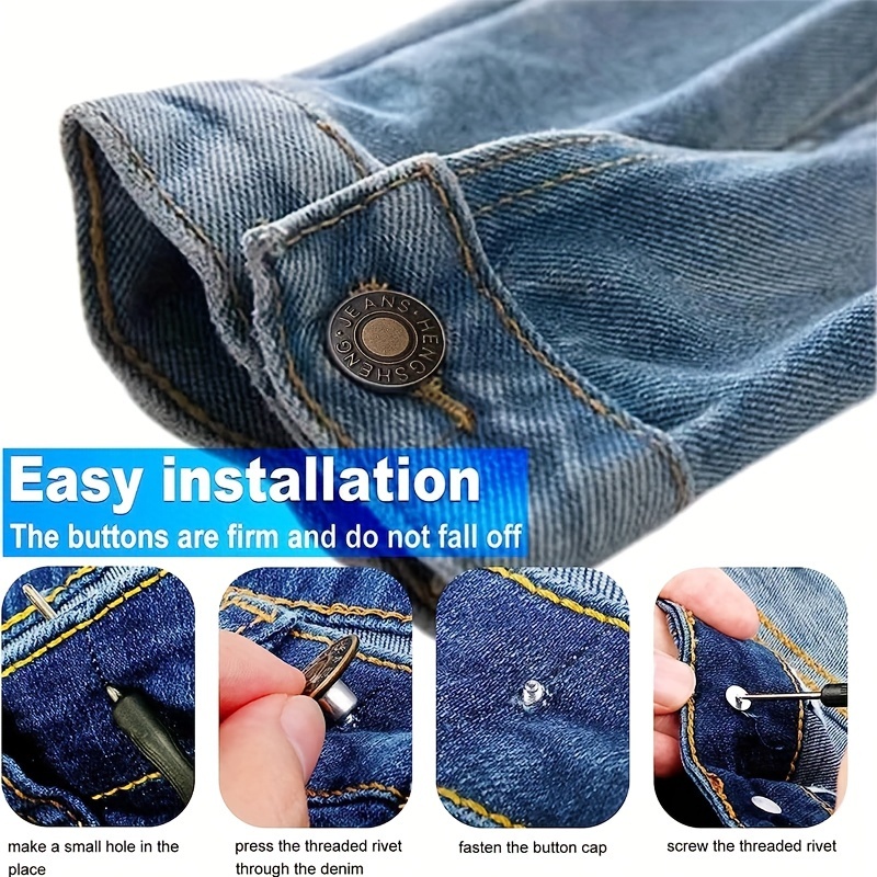 Metal Jeans Buttons Replacement No sewing Screw Button - Temu