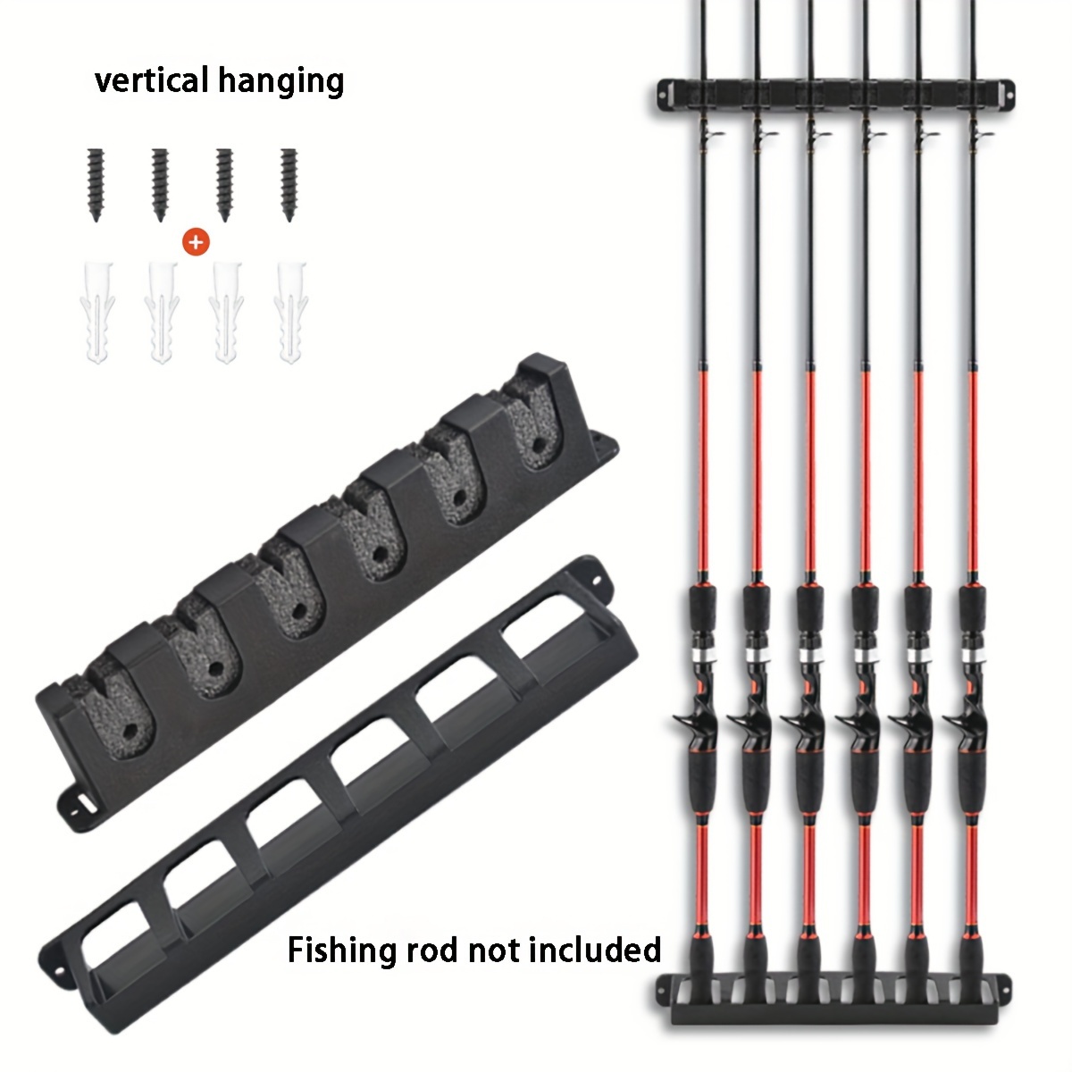 Fishing Rod Holder Quick Buckle 6 Compartments Punch-free Fishing Rod Rack  Wall-Mounted Vertical Fishing Pole Rack Accessories Fishing Supplies – the  best products in the Joom Geek online store