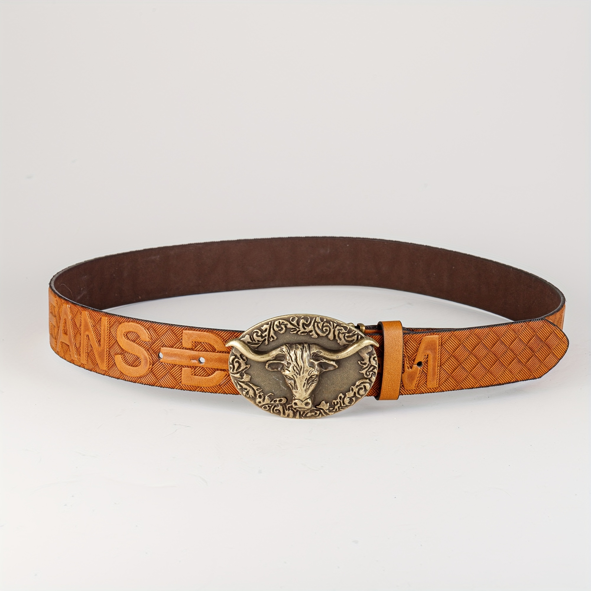 Retro Bull Head Buckle Belt For Men Denim Jeans Casual Daily Accessory