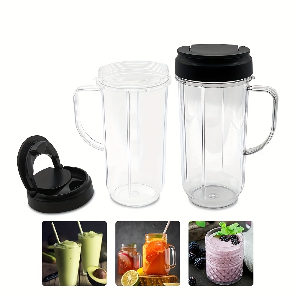 3 Pack 22 oz Tall Cup with Flip Top To-Go Lids Replacement Part Compatible  with Magic Bullet 250W MB1001 Blenders