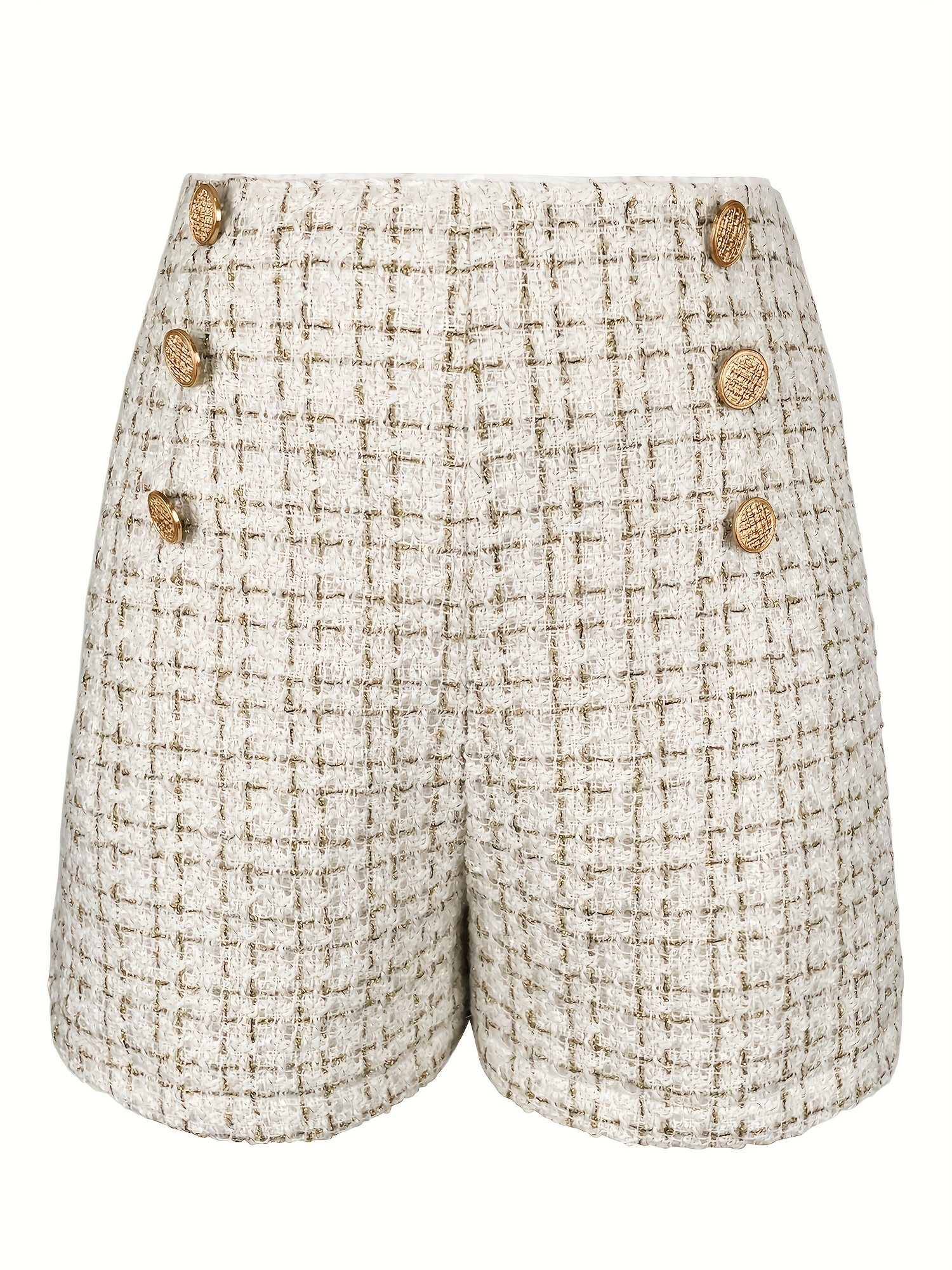 Preppy Solid High Waist Shorts Vintage Elegant Shorts Button - Temu