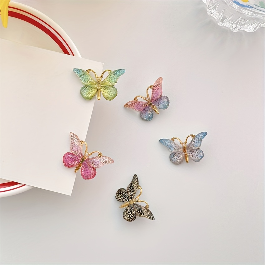 3pcs Butterfly Hair Clip Gradient Crackle Flaw Print Headwear