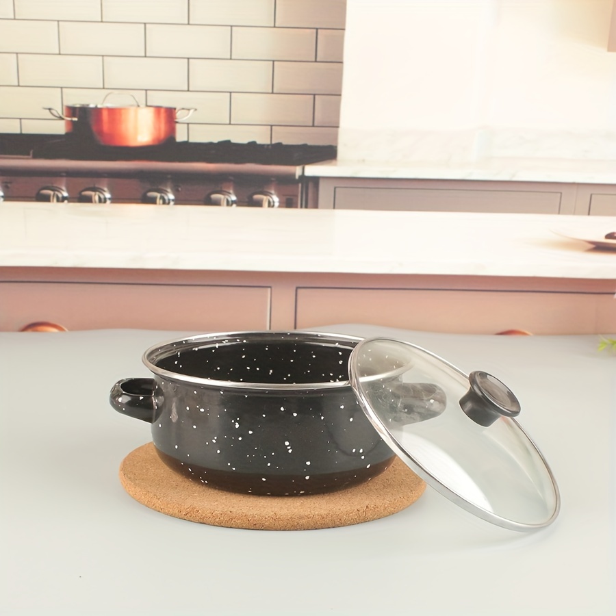 Enamel Double Ear Wok Set, Black Enamel Stew Pot, Kitchen, Home