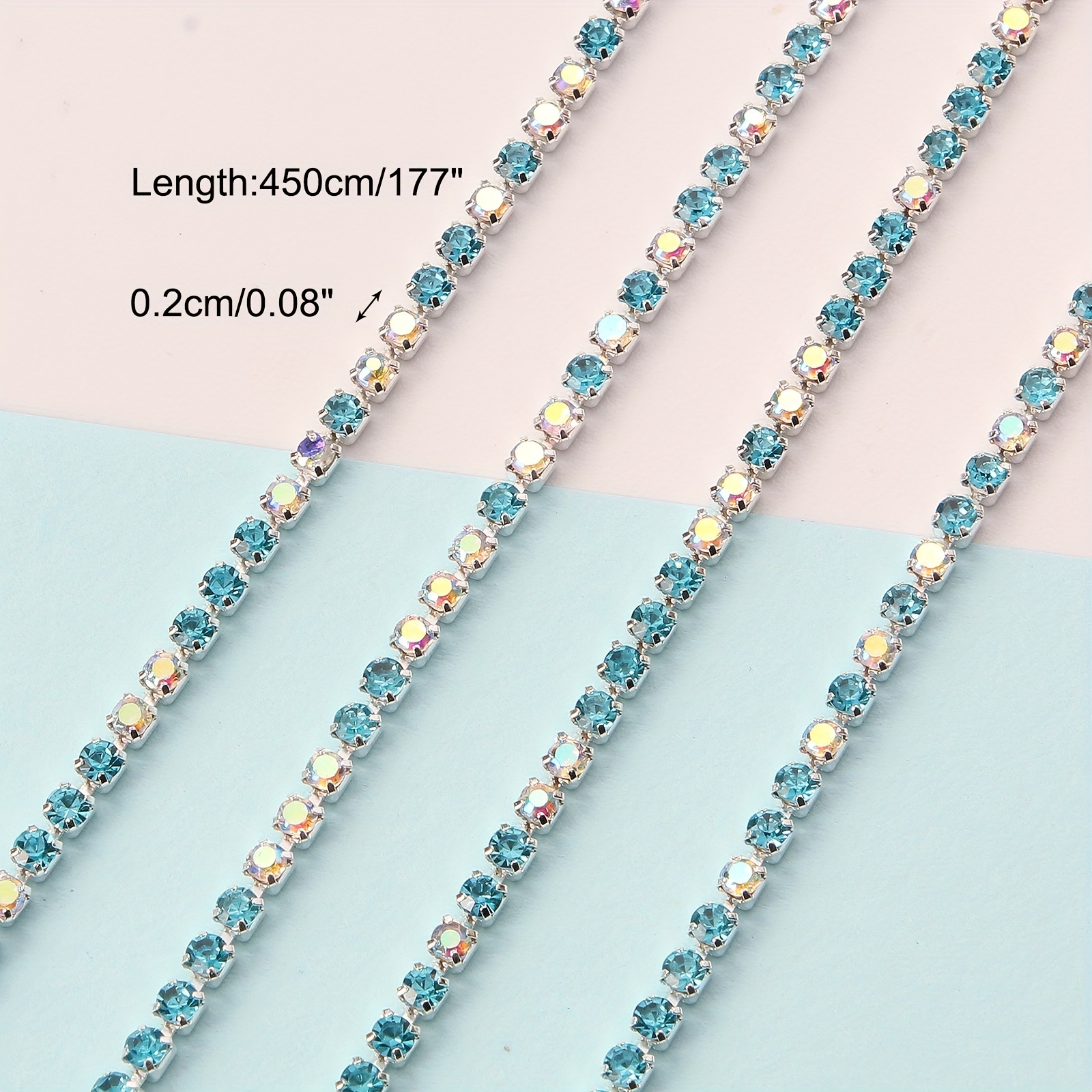 1 Roll 450cm Sparkly Rhinestone Chain For Diy Jewelry Making, Nail Art,  Clothing And Shoe Decoration