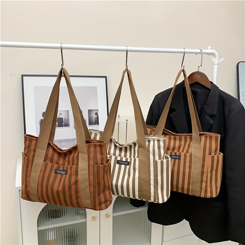 Lightweight Simple Stripe Shoulder Tote Bag – StationeryMore