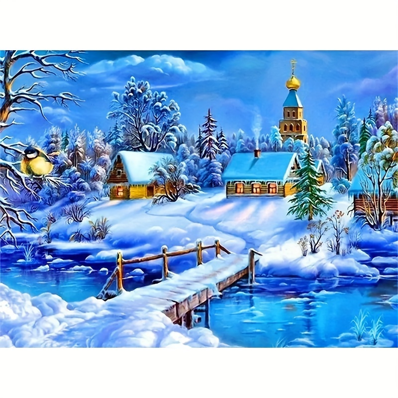 7 9 * 11 8 Pollici Snow Village Diamond Painting Kit Arte - Temu Italy