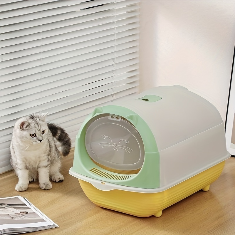 1pc Simple Semi-Closed Kitten Litter Box With High Edges And Anti-Splash  Design, Portable Disposable Cat Litter Tray For Kittens When Going  Out(Side)