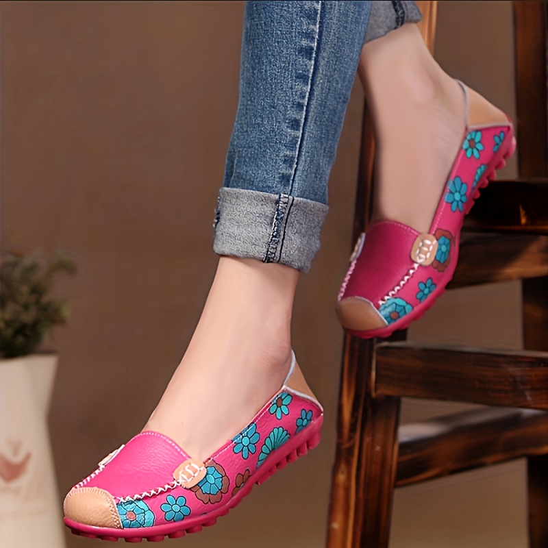 Women's Flat Shoes, Women Flats Shoes, Women Loafers, Floral Loafer