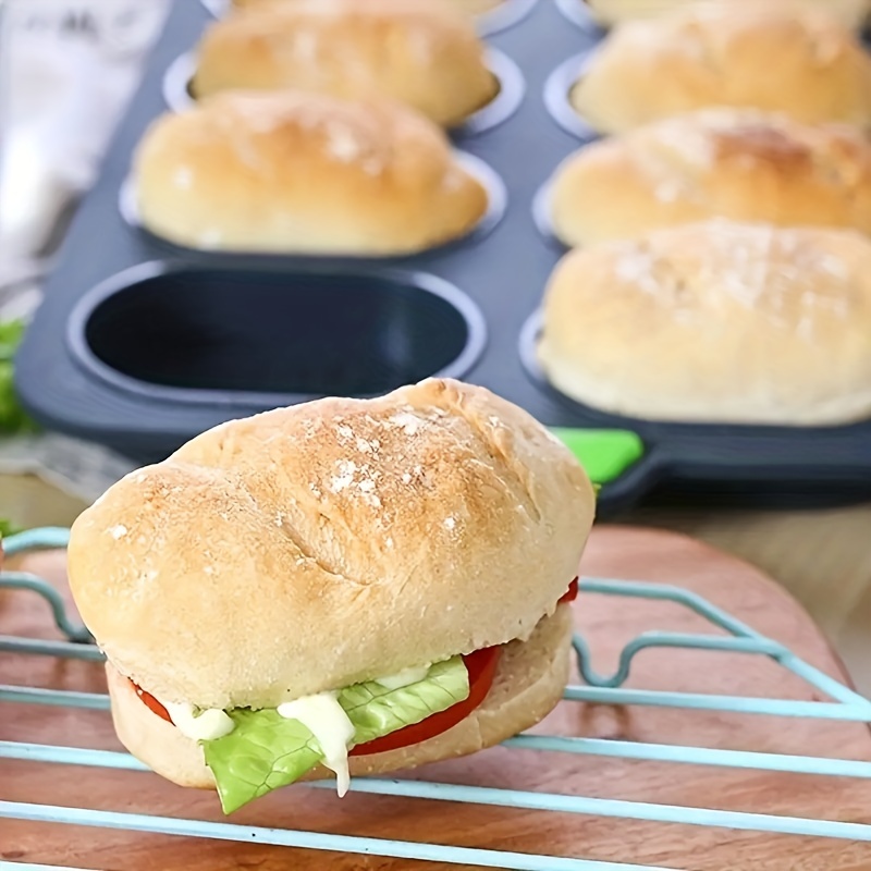 Teglia Da Forno Antiaderente Per Pane Tostato In Silicone Da 1 Pezzo Con 8  Fori Per Panini, Baguette E Pagnotte - Facile Da Pulire E Utilizzare Con