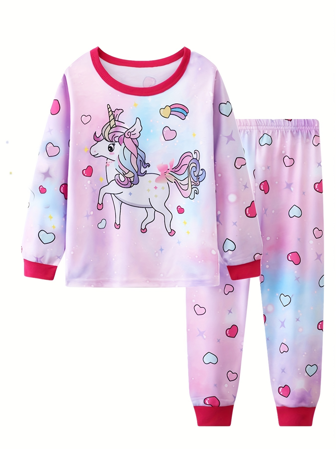 Pyjama licorne en coton assorti pour fille et poupée