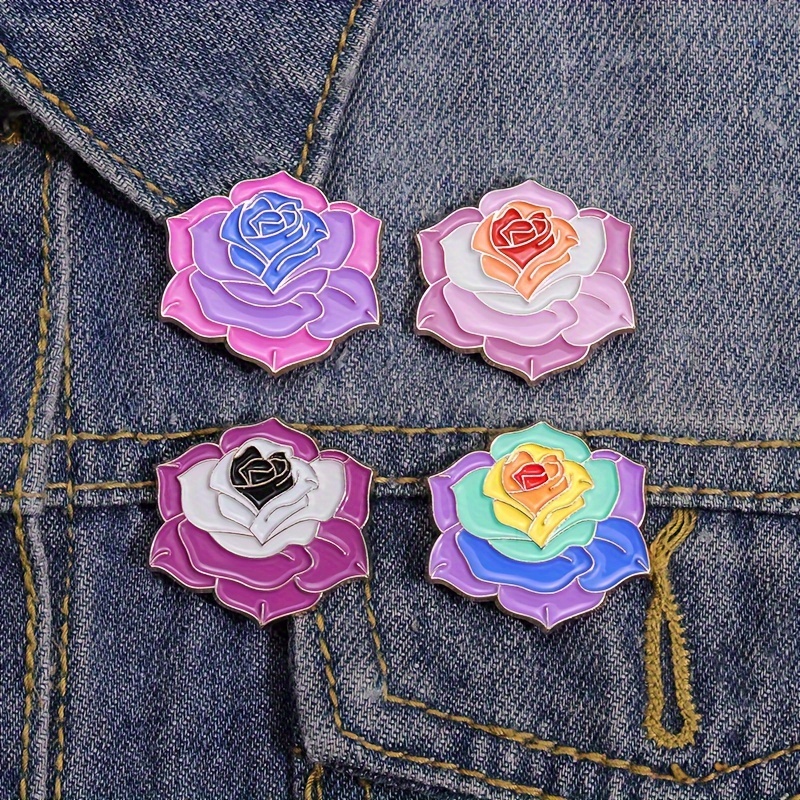 Lgbt Rose Enamel Pins Rainbow Colorful Flower Brooches Lapel - Temu