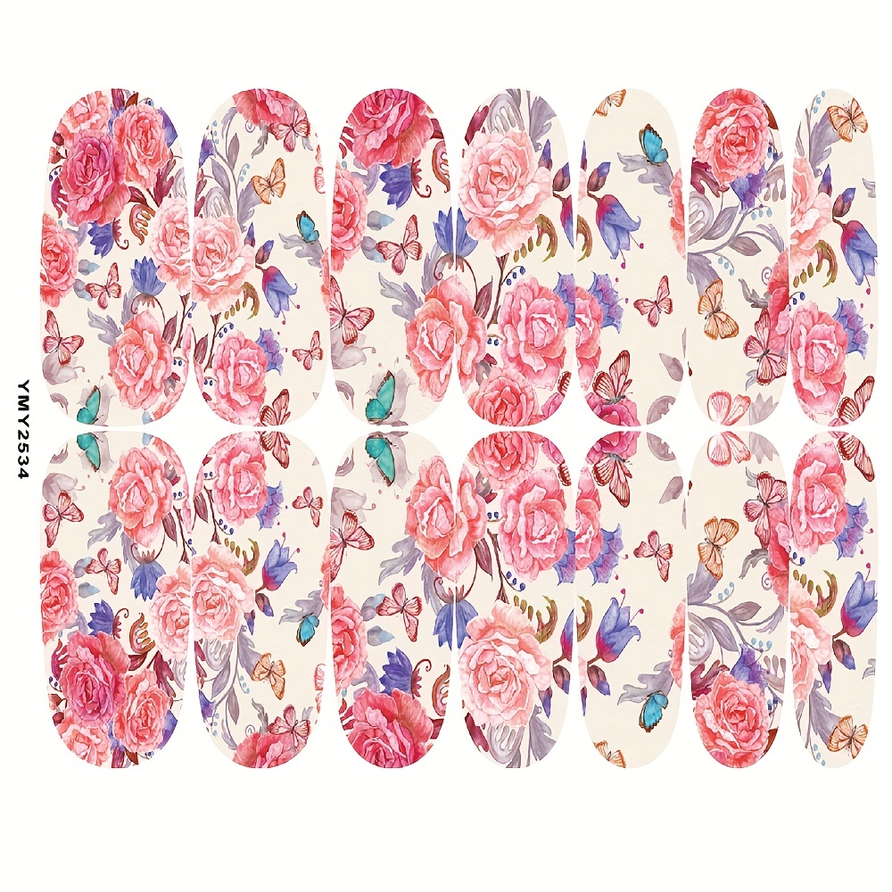 Flower & Butterfly Nail Polish Stickers - Full Wrap Nail Decals