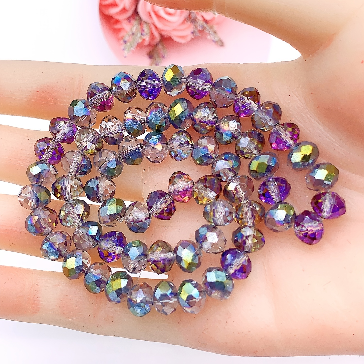 Diameter Crystal Beads Ab Rainbow Plated Faceted Glass Beads - Temu