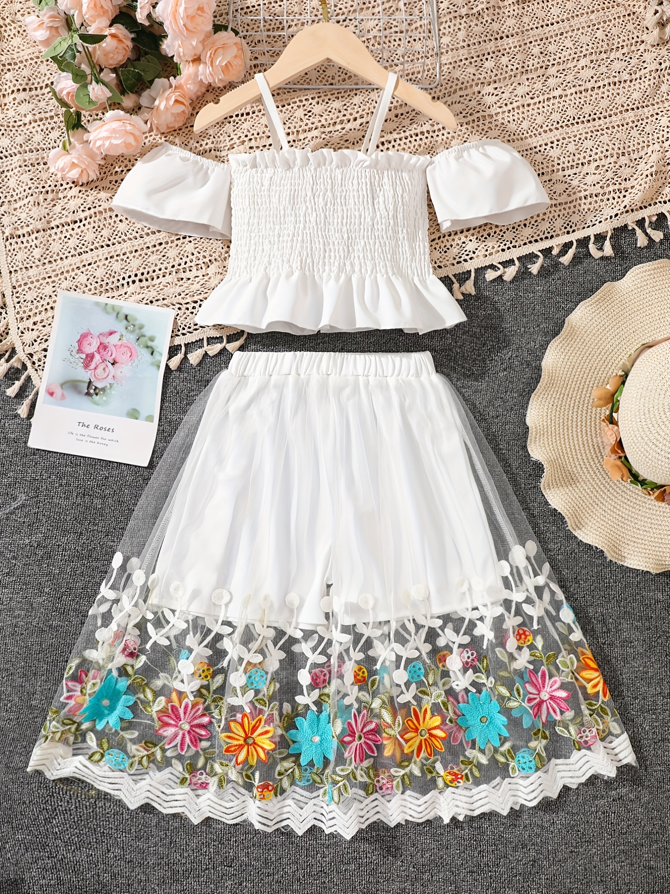 Girls Cold Shoulder Frill Trim Shirred Hem Tops - Temu Ireland