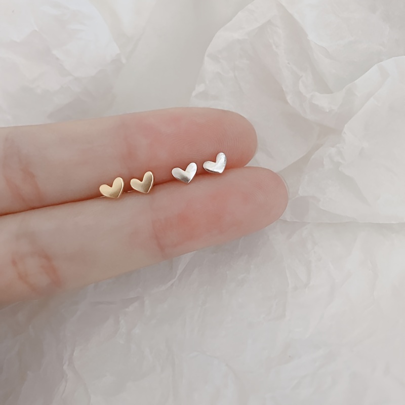 A Pair of Delicate and Petite Heart-shaped Earrings for, Simple Love Earrings, Fashionable Unisex Studs, Wedding Earrings, Anniversary and Birthday Gifts for And, for Teenager
