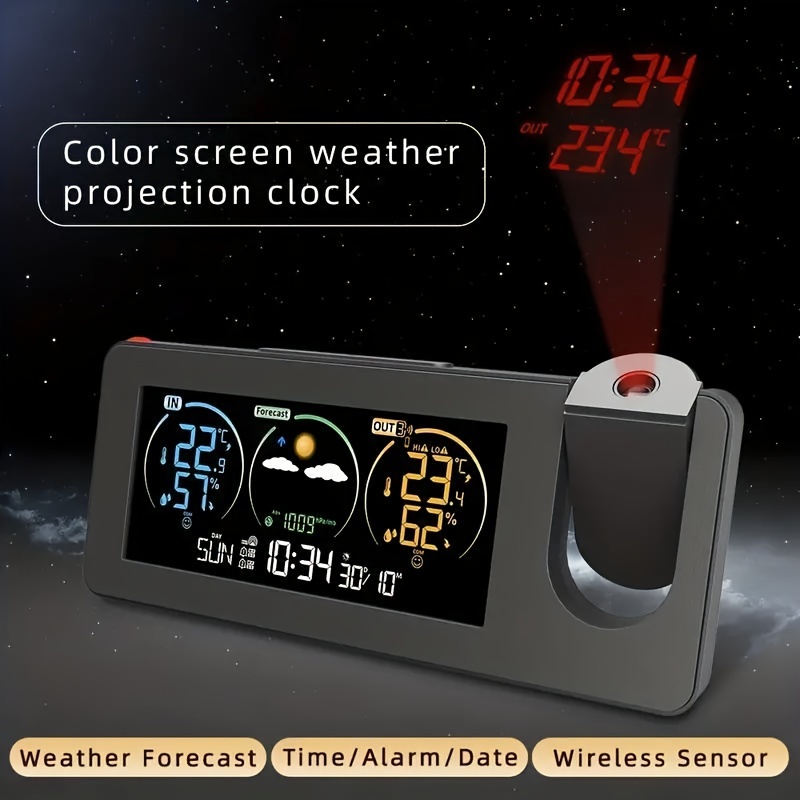 Horloge météo numérique sans fil avec calendrier de mesure d'humidité de la