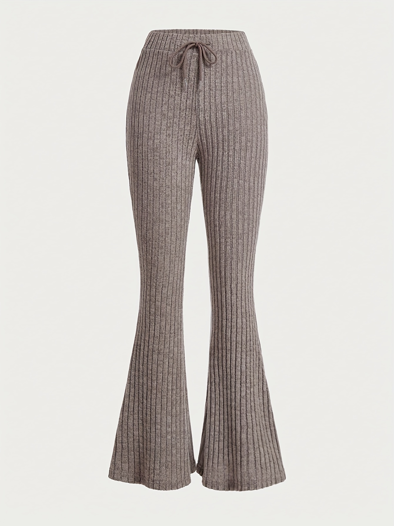  Women's Pants Pants for Women Solid Rib Knit Flare Leg