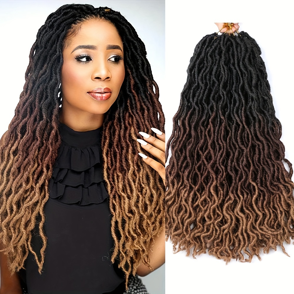 Synthetic Ombre Gypsy Goddess Faux Locs Crochet Hair - Temu