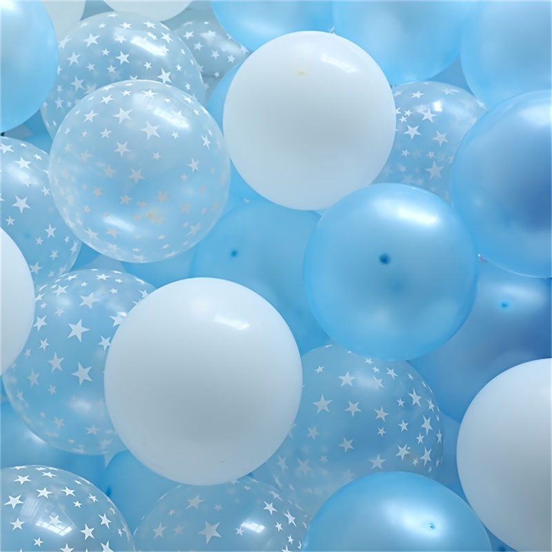 5 globos transparentes con confetti de estrella rosa, azul y dorados (30  cm) para fiestas y cumpleaños