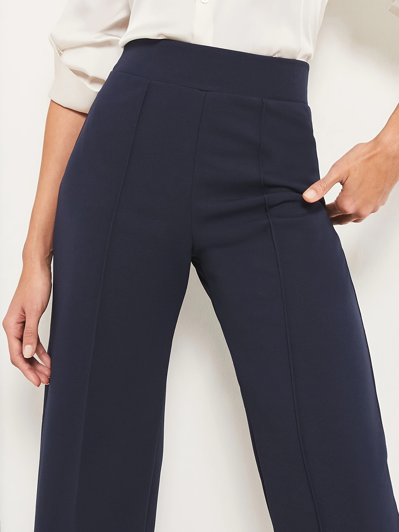 Pantalones anchos de cintura alta con lazo en magenta - Retro