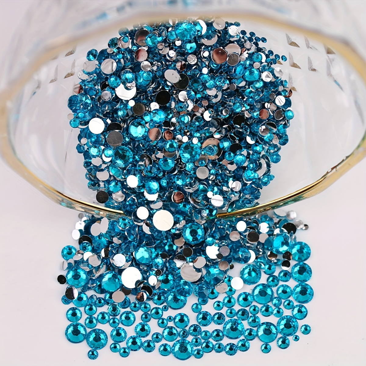 Blue Zircon Rhinestones Glass Non Hot Fix / Glue on Gems