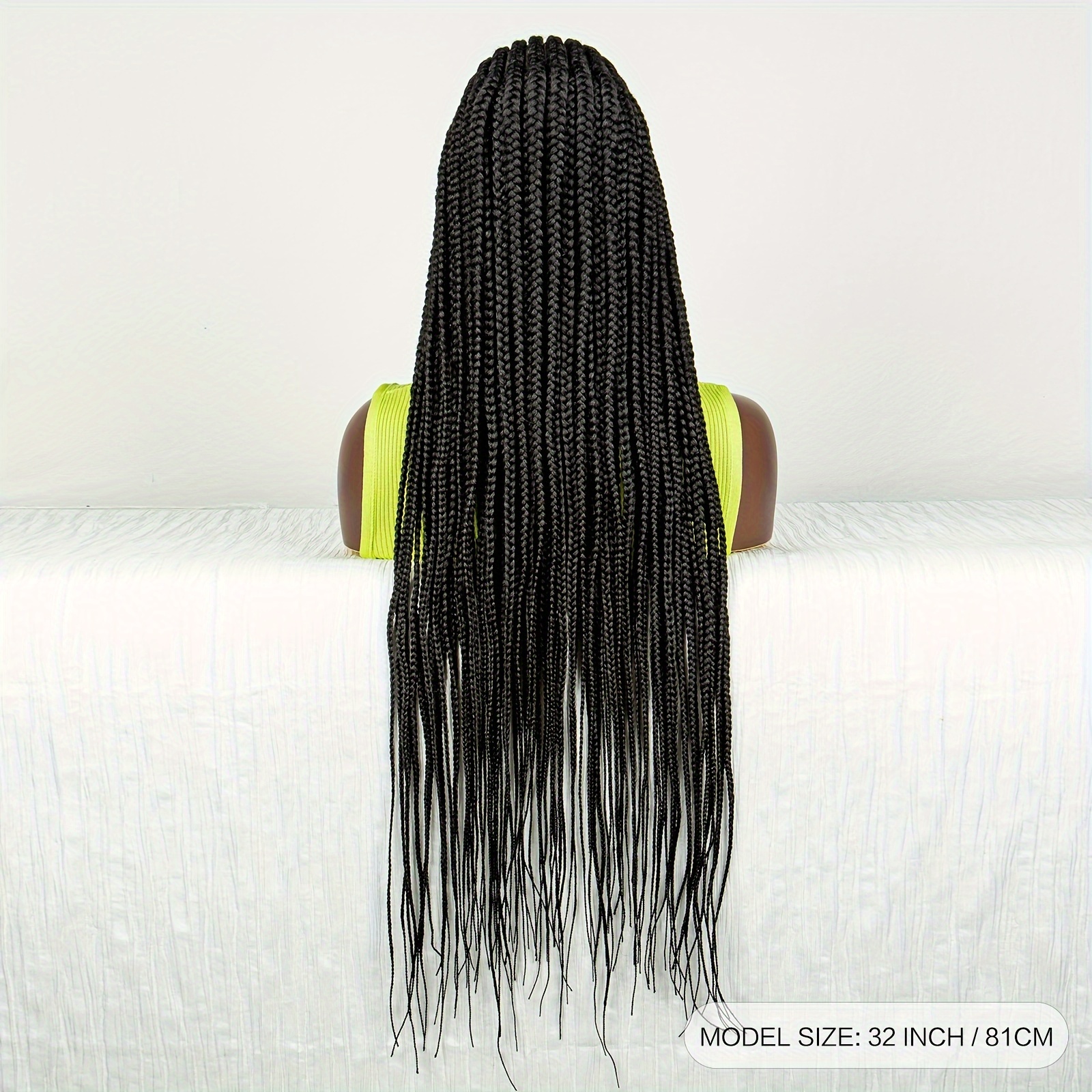 Full Lace Box Braid Wigs Pre Plucked Knotless Square Braided - Temu