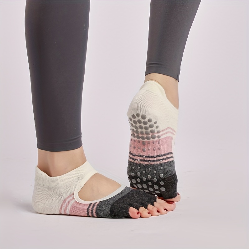 Women's Yoga Sport Non Slip Open Toes Socks Half Grip Heel - Temu